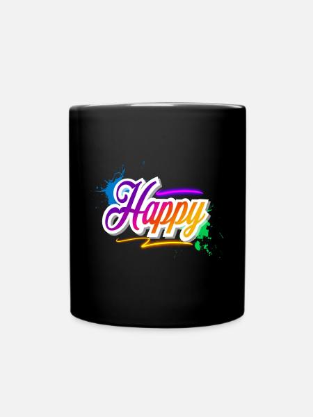 Happy - Tasse einfarbig - Schwarz