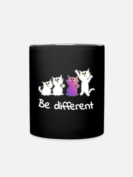 be different Dame Katze Tiere Kätzchen Somme Trend - Tasse einfarbig - Schwarz