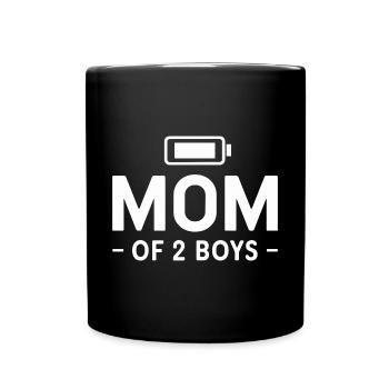 Maman de 2 garçons batterie faiblement chargée - Mug uni - noir - Devant
