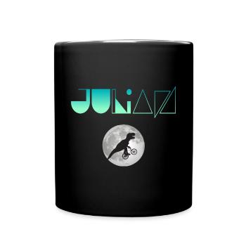 JULIAN - Beautiful boy name with dinosaur - Full Colour Mug - black - Front