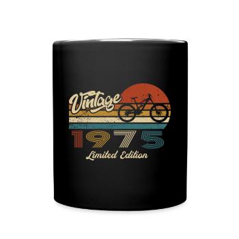 50th Birthday 1975 Vintage Retro Bicycle Cyclist - Full Colour Mug - black - Front