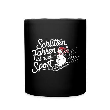 Schlitten Fahren Ist Auch Sport - Tasse einfarbig - Schwarz - Vorne
