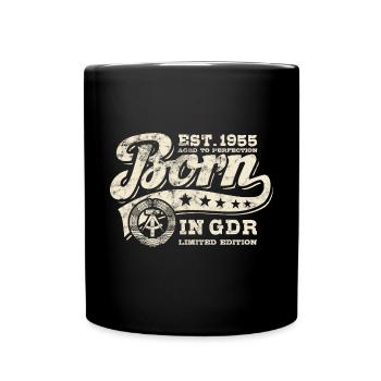 Born in GDR 1955 - Geburtstag - Ossi Geschenk - Tasse einfarbig - Schwarz - Vorne