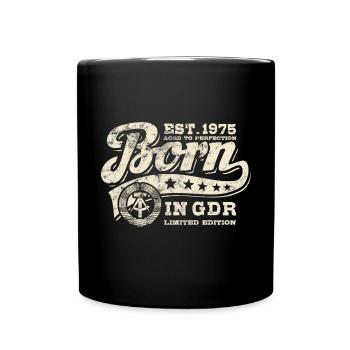Born in GDR 1975 - Geburtstag - Ossi Geschenk - Tasse einfarbig - Schwarz - Vorne