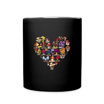 Mushroom Mycology Fungi Foraging Mushrooms - Full Colour Mug - black - Front