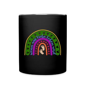 Wenn aus Liebe Leben wird - Baby - schwanger - Tasse einfarbig - Schwarz - Vorne