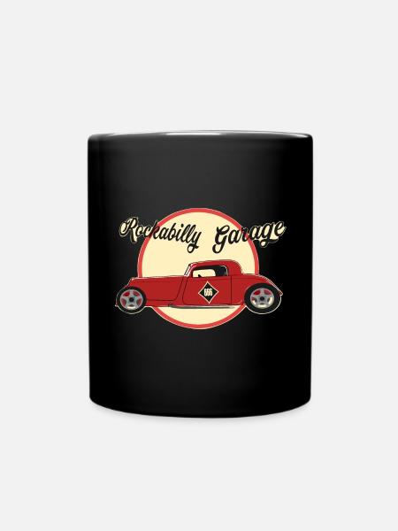 Rockabilly Garage Hot Rod - Full Colour Mug - black