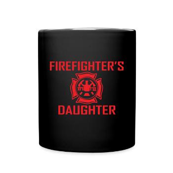Pompier fille pompier père - Mug uni - noir - Devant
