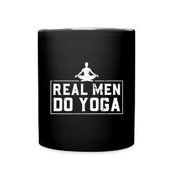 Les vrais hommes font du yoga - Mug uni - noir - Devant