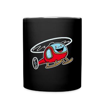 Lustiger roter Helikopter - Tasse einfarbig - Schwarz - Vorne