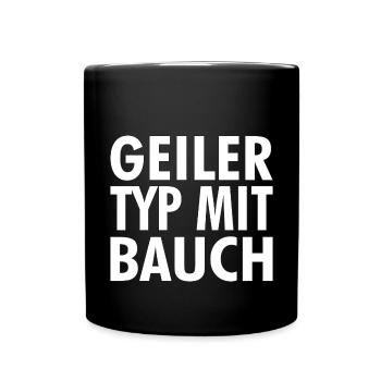 geiler typ mit bauch Geschenkidee - Tasse einfarbig - Schwarz - Vorne