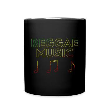 Reggae Music Vinyl Rastafari Jamaica African - Full Colour Mug - black - Front