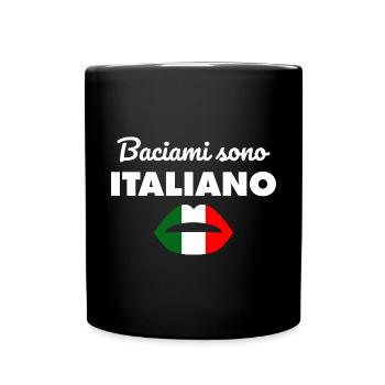 Lustige italienische Baciami Sono Italiano Proud P - Tasse einfarbig - Schwarz - Vorne