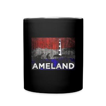 Der Leuchtturm von Ameland - Tasse einfarbig - Schwarz - Vorne