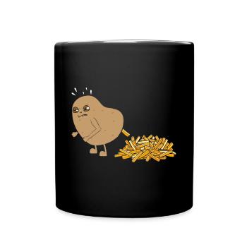 Kartoffel Kackt Pommes - Tasse einfarbig - Schwarz - Vorne