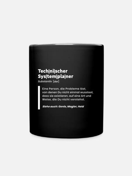 Technischer Systemplaner Definition für Handwerker - Tasse einfarbig - Schwarz