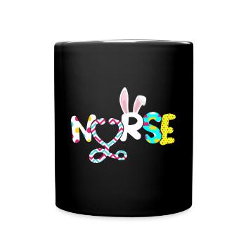 Krankenschwester Hasenohr Stethoskop Frohe Ostern - Tasse einfarbig - Schwarz - Vorne