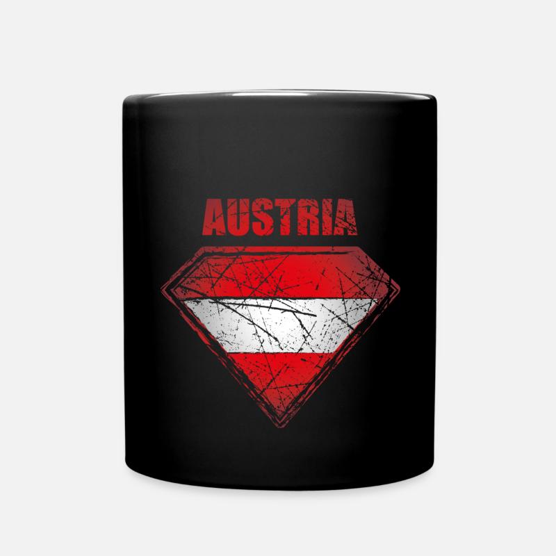 Austria Superhero Flag Austrian Symbol - Full Colour Mug - black