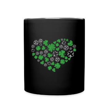 Cloverleaf Heart All the best for St. Patrick's Day - Full Colour Mug - black - Front