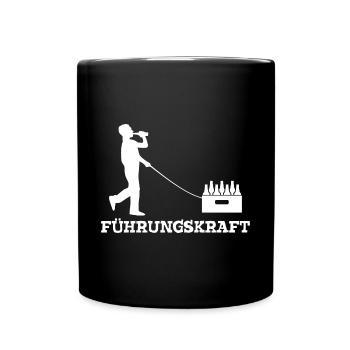 Führungskraft Bollerwagen Bier - Tasse einfarbig - Schwarz - Vorne