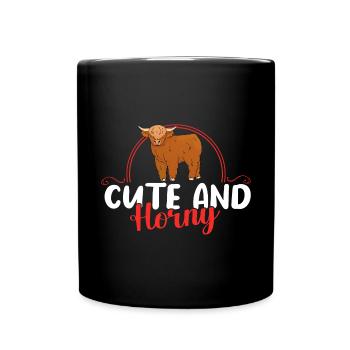 Scottish Highland Cattle Cow - Tasse einfarbig - Schwarz - Vorne