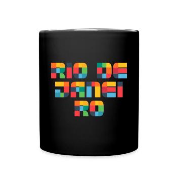 Rio De Janeiro Brazil CMYK Pop Art Style - Full Colour Mug - black - Front