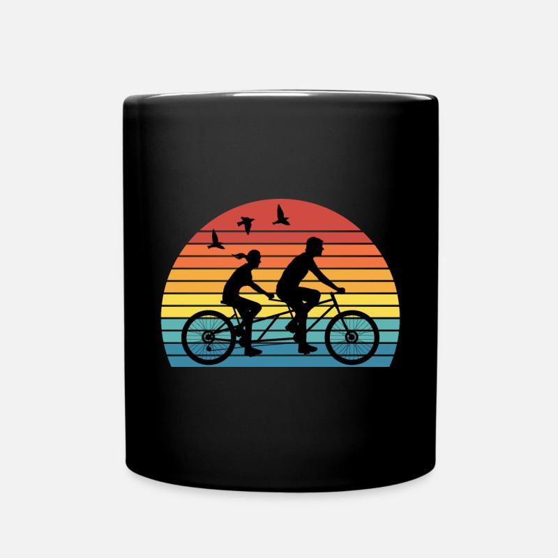 Rétro Tandem Bicycle Twin Biplace - Mug uni - noir