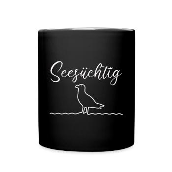 Meer Möwe Seesüchtig - Verrückt nach Meer - Tasse einfarbig - Schwarz - Vorne