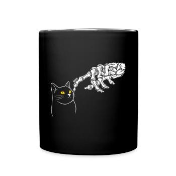 Halloween Katze Hexe - Tasse einfarbig - Schwarz - Vorne
