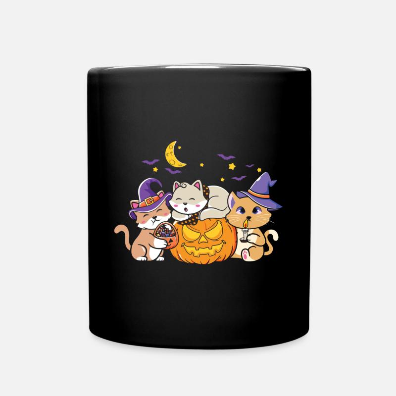 Halloween Katze Hexe - Tasse einfarbig - Schwarz