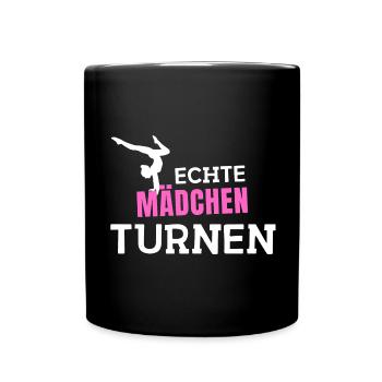 Echte Mädchen Turnen Turnerin Bodenturnen Akrobat - Tasse einfarbig - Schwarz - Vorne