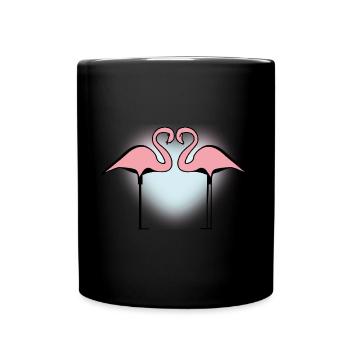Herz Flamingo - Tasse einfarbig - Schwarz - Vorne
