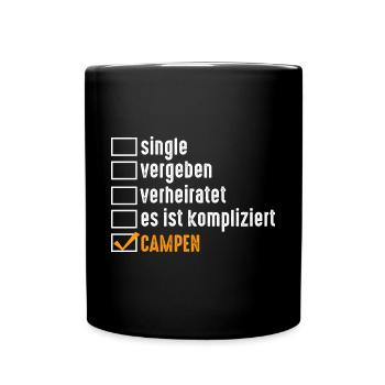 Wohnmobil Wohnwagen Caravan Camping Camper - Tasse einfarbig - Schwarz - Vorne