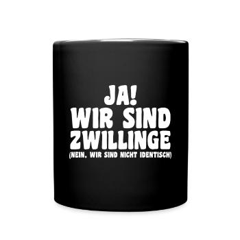 Zwillingsgeschwister Zwilling Zwillinge - Tasse einfarbig - Schwarz - Vorne