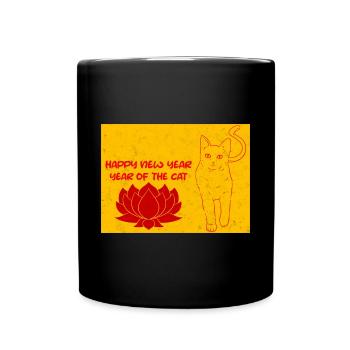 Vietnamesisches Neujahr Katze 2023 I Geschenk - Tasse einfarbig - Schwarz - Vorne