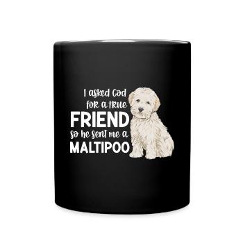 Maltipoo Hund - Tasse einfarbig - Schwarz - Vorne