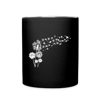 Löwenzahn Vögel Frauen Natur Liebe - Tasse einfarbig - Schwarz - Vorne