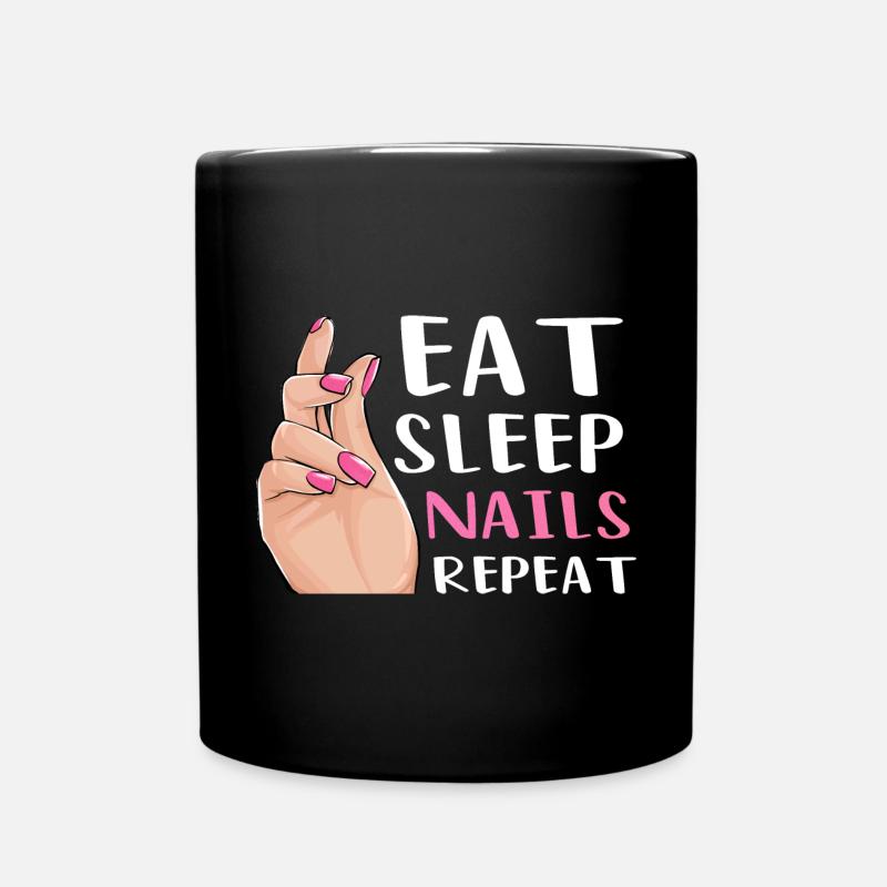 Eat Sleep Nails Repeat - Full Colour Mug - black