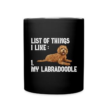 Labradoodle Dog - Full Colour Mug - black - Front