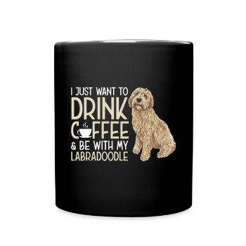 Labradoodle Dog - Full Colour Mug - black - Front