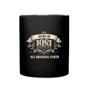 Retro Vintage Birthday Made In 1981 All Original - Tasse einfarbig - Schwarz - Vorne