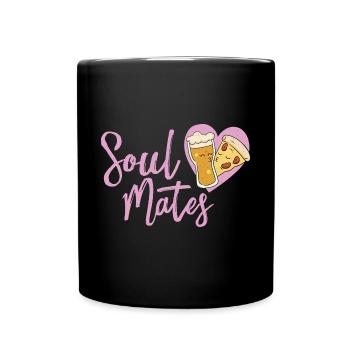Bier & Pizza Seelenverwandte - Valentinstag - Tasse einfarbig - Schwarz - Vorne
