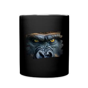 Gorilla Gesicht / Affenkopf - Tasse einfarbig - Schwarz - Vorne