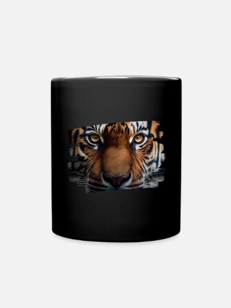 Tiger face / tiger head - Full Colour Mug - black