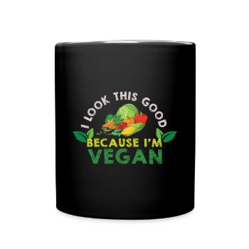 Vegan Fleischlos Tierlieb & Veganer - Tasse einfarbig - Schwarz - Vorne