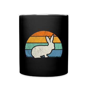 Rabbit retro, Easter, Rabbit lover, rammler - Full Colour Mug - black - Front