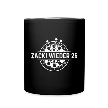 Zack wieder 26, Dartspieler Outfit, Geschenkidee - Tasse einfarbig - Schwarz - Vorne