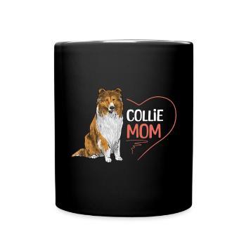 Langhaarcollie Rough Collie Hund - Tasse einfarbig - Schwarz - Vorne