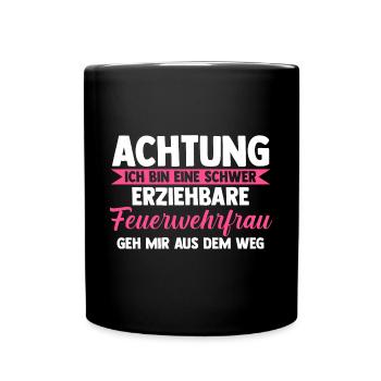 Feuerwehr Feuerwehrfrau - Tasse einfarbig - Schwarz - Vorne