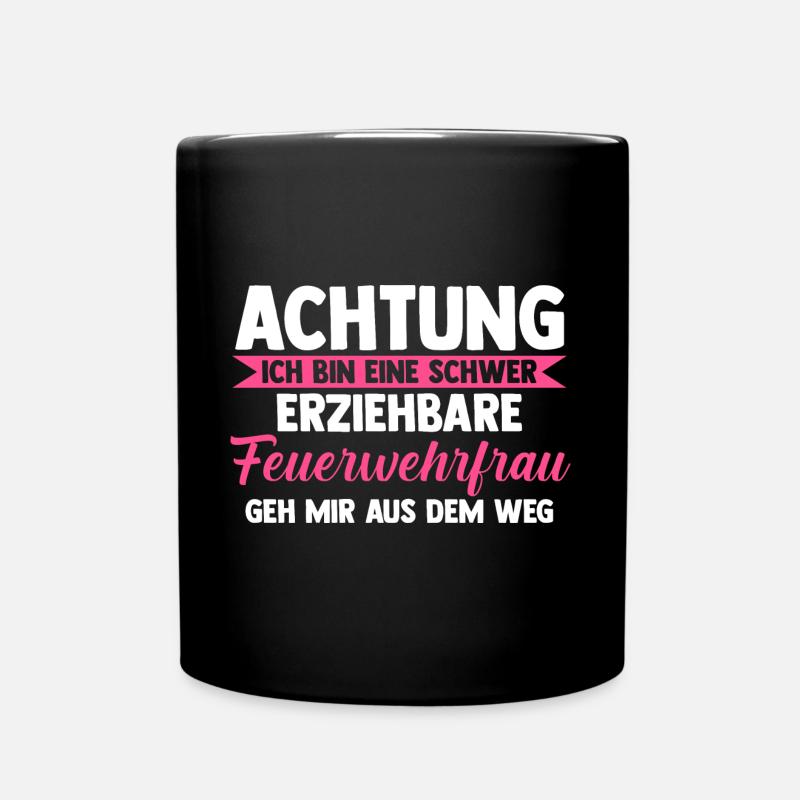 Feuerwehr Feuerwehrfrau - Tasse einfarbig - Schwarz